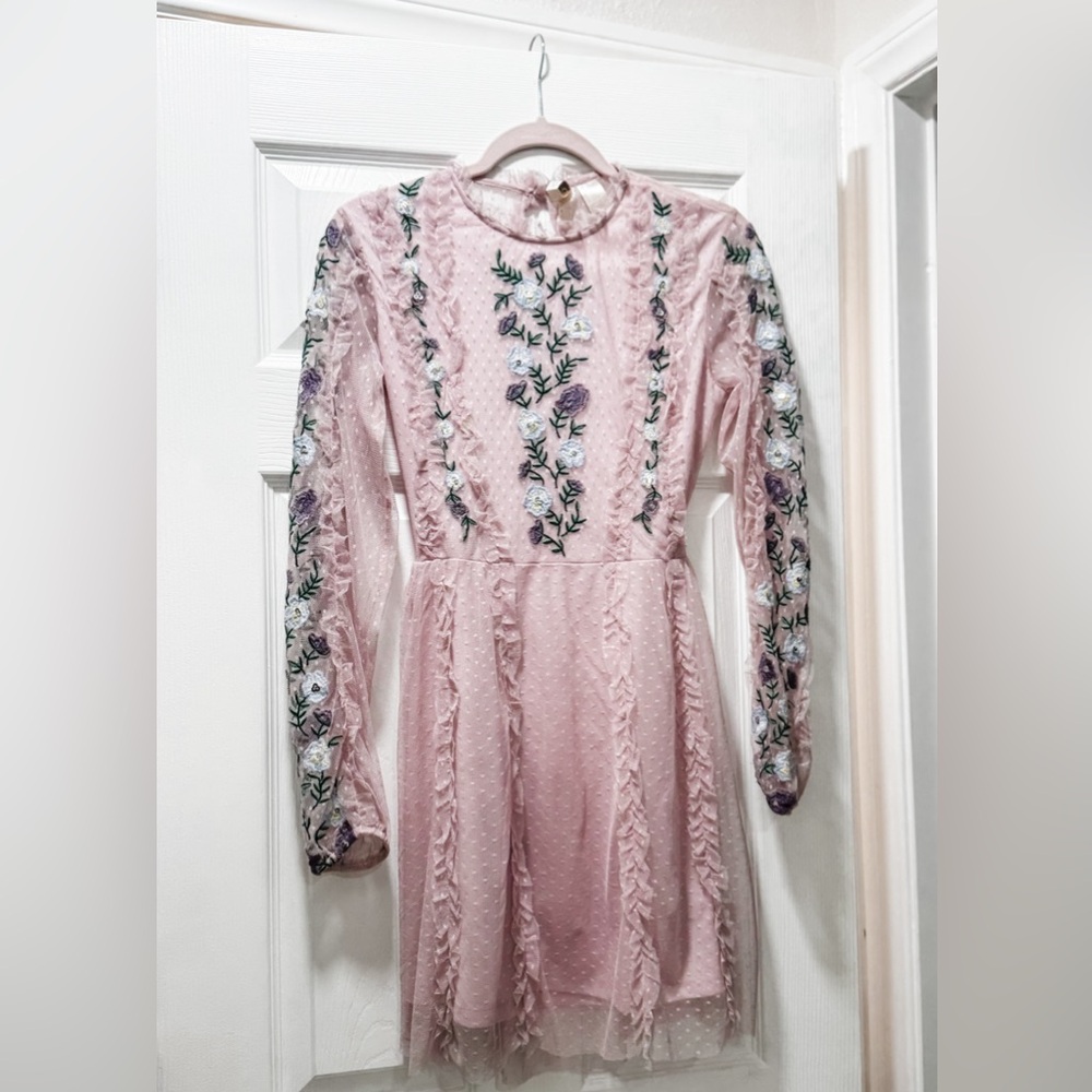 H&M DIVIDED Lavender flower backless mini dress Size XXS NWT